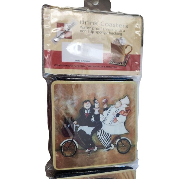 Drink Coasters Wine Design set of 4 Waterproof Non slip sponge backing Dishwashe - Picture 4 of 7